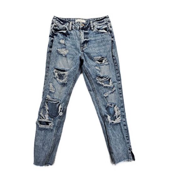KanCan Estilo Ankle Skinny Jeans Distressed Ripped Grunge Denim Womens Size 1/24 - Picture 1 of 12